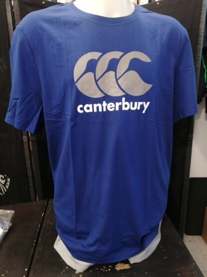 T-SHIRT CANTERBURY BLU SCRITTA ARGENTO