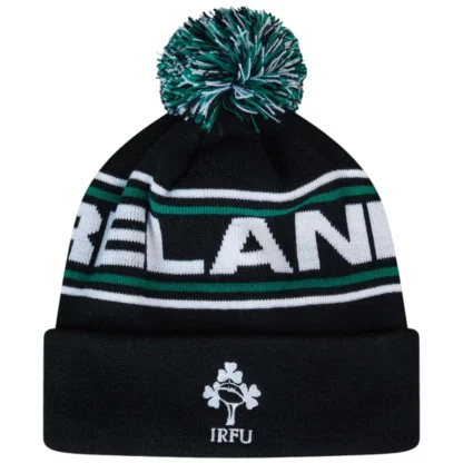 Irlanda cuffia verde e nero con pom pom